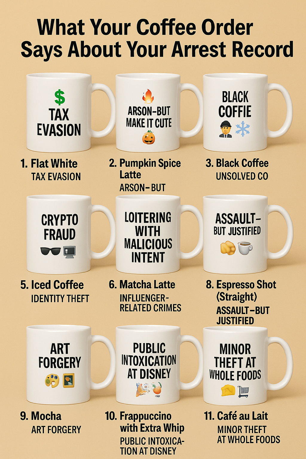 ☕ “What Your Coffee Order Says About Your Arrest Record”