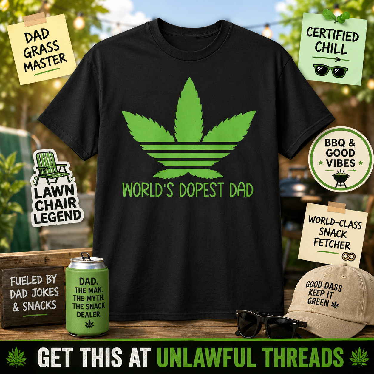 World's Dopest Dad – Funny Weed Dad Gift T-Shirt