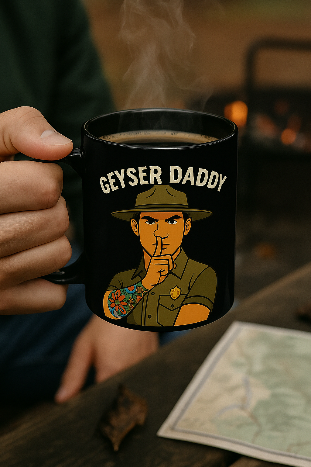 Geyser Daddy – Thirst Trap Park Ranger Mug (Black)