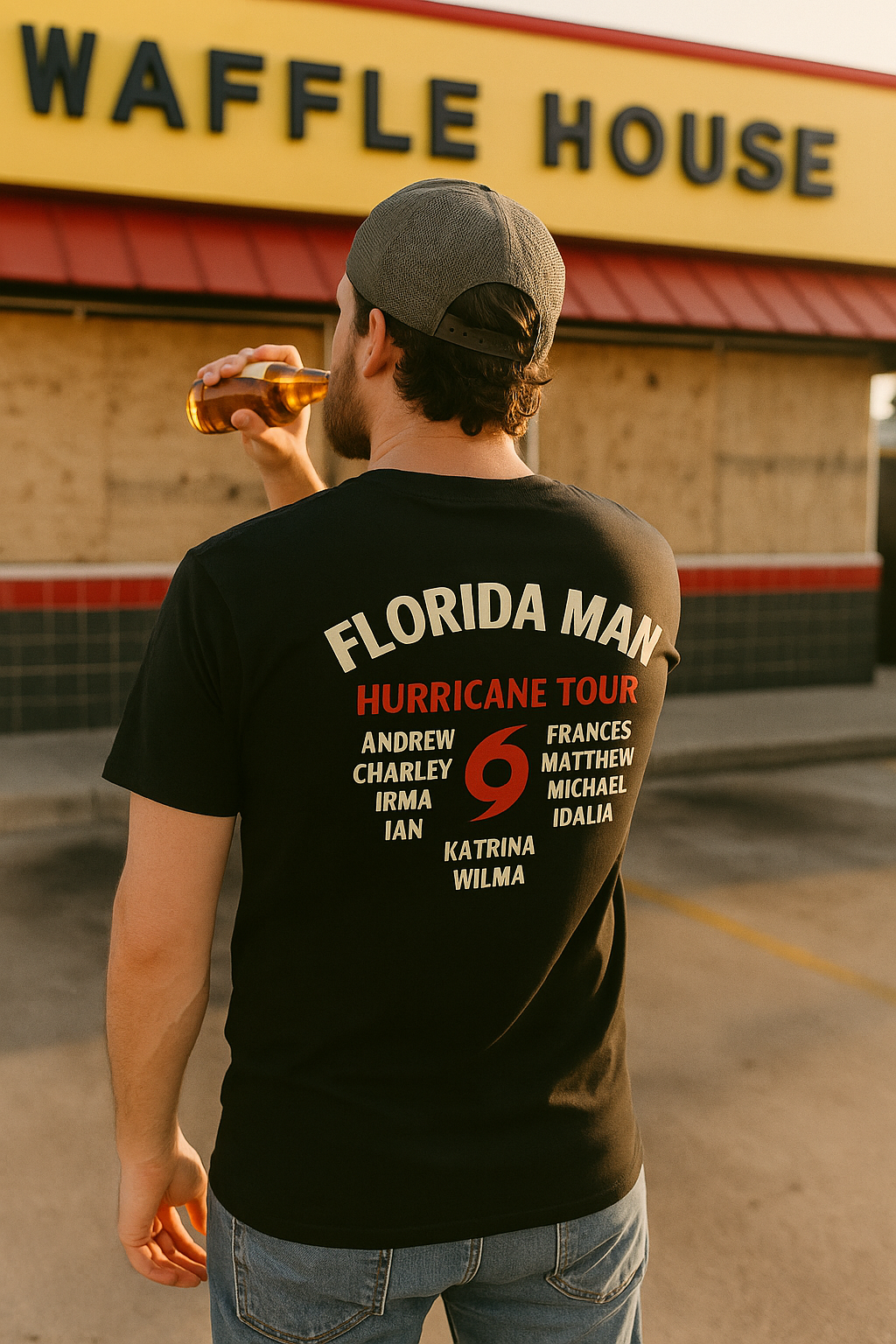Florida Man Hurricane Tour – Black Graphic T-Shirt Florida
