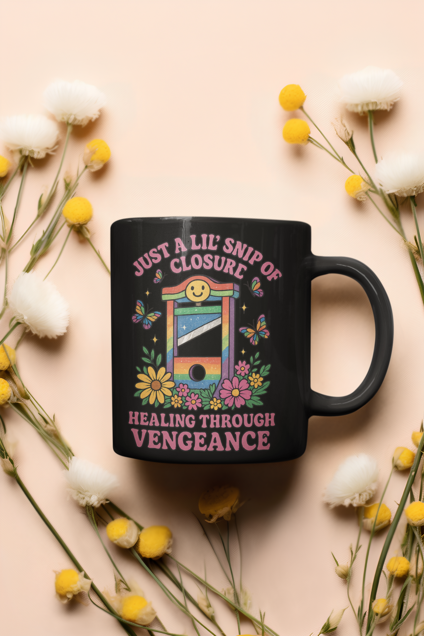 🌸 Healing Through Vengeance – Rainbow Guillotine novelty political shirt