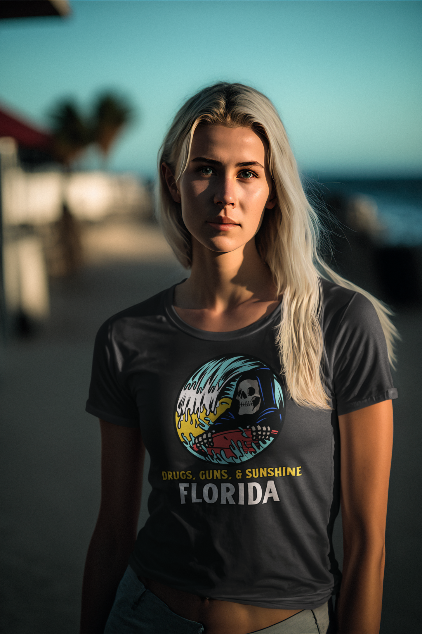 Florida Reaper Surf Shirt | Drugs, Guns & Sunshine Graphic Tee Florida