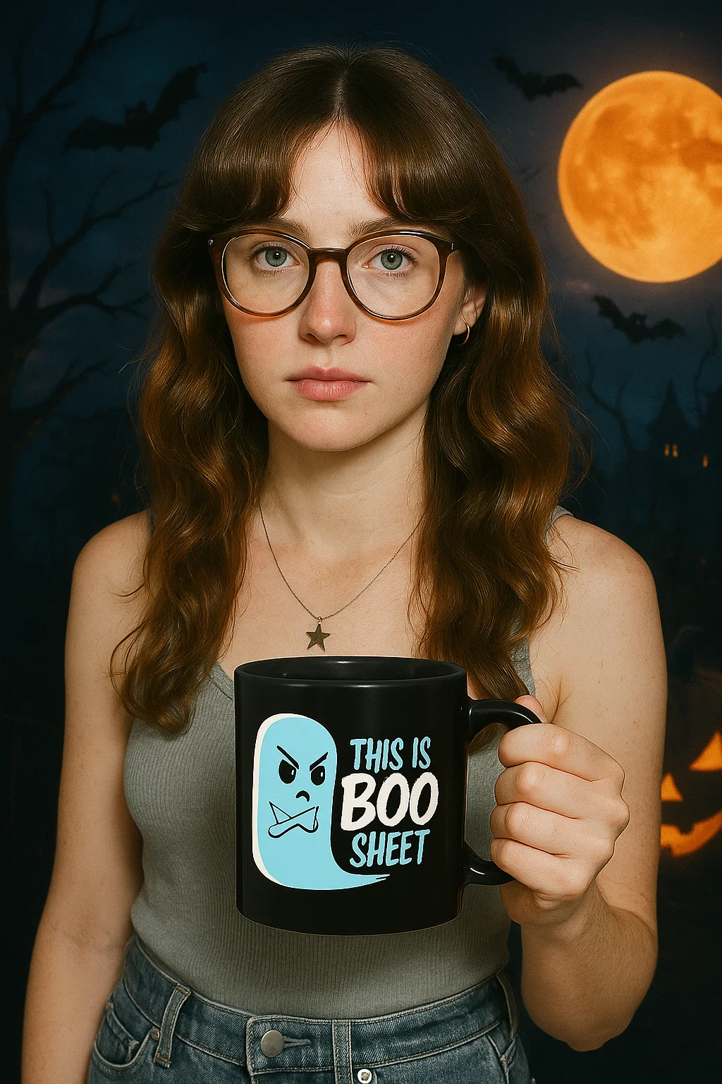 THIS IS BOO SHEET Funny Halloween Coffee Mug – 15 oz. Novelty Mug for Coffee Lovers, Spooky Mug for Halloween, Ghost Mug for Collectors