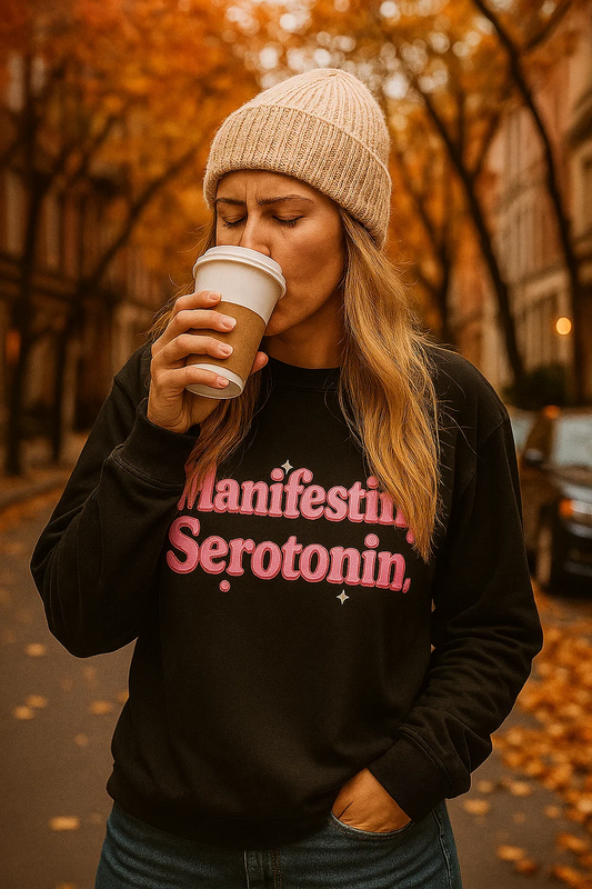 “Manifesting Serotonin.” Long Sleeve Shirt | Pink Mental Health Shirt for Dreamers & Realists ~Fall