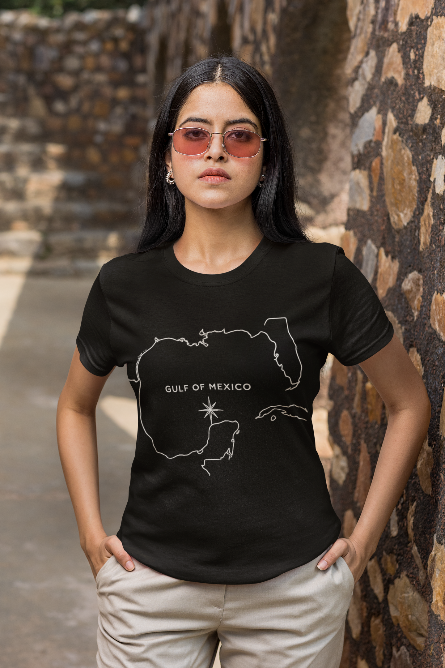 Gulf of Mexico Compass Tee – Minimalist Black Shirt | Funny Florida Shirt