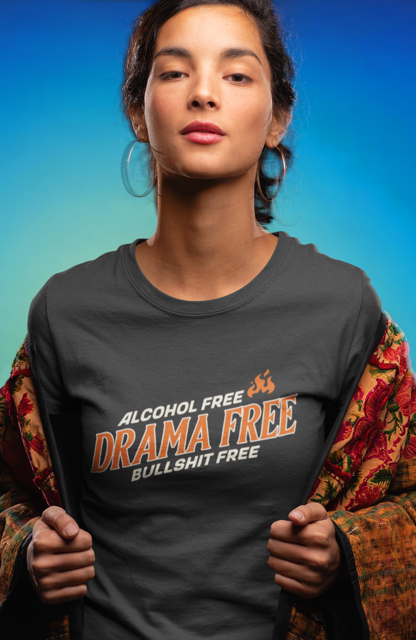 Alcohol Free, Drama Free, Bullsh*t Free Shirt & Mug | Funny Sobriety & No Drama Apparel