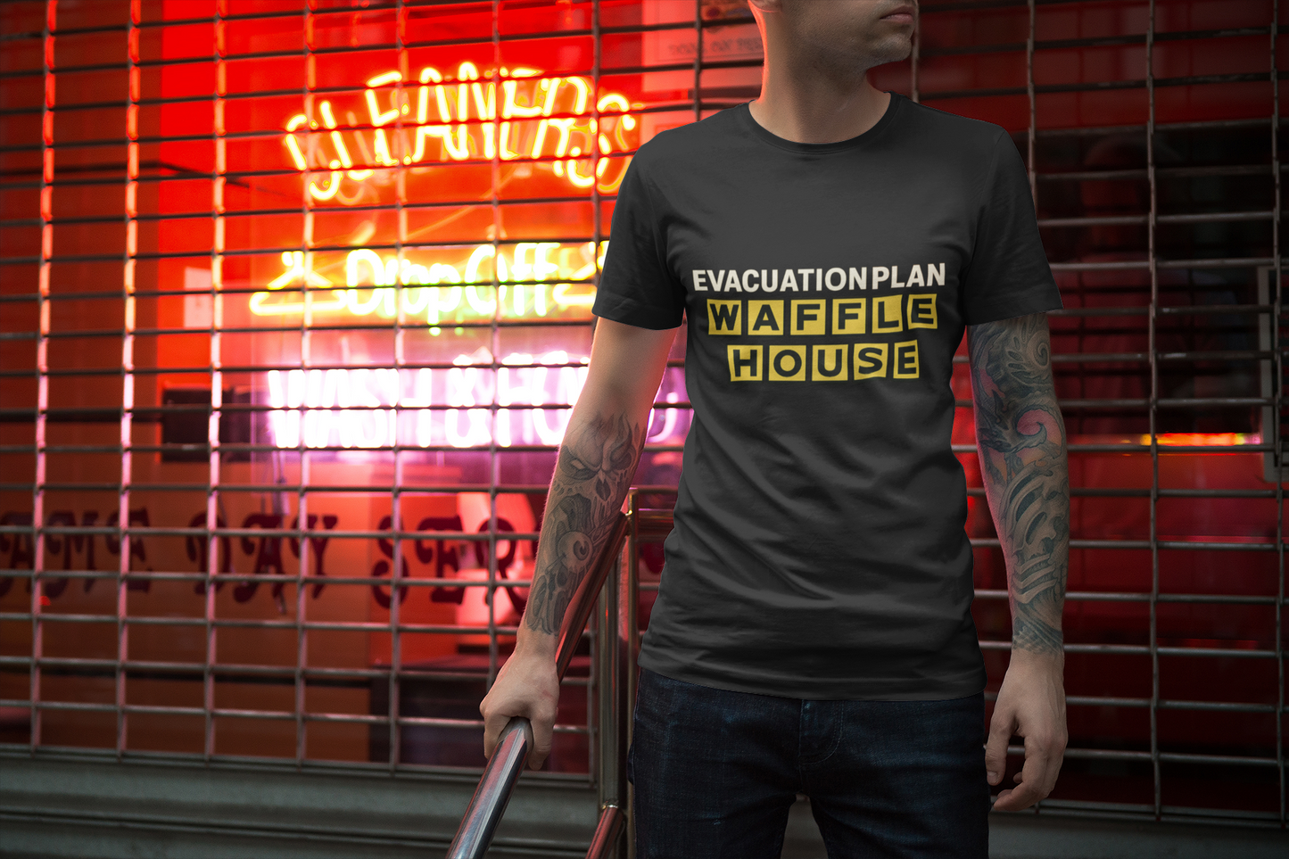 Evacuation Plan WAFFLE HOUSE Shirt – Florida Hurricane Humor Tee Florida