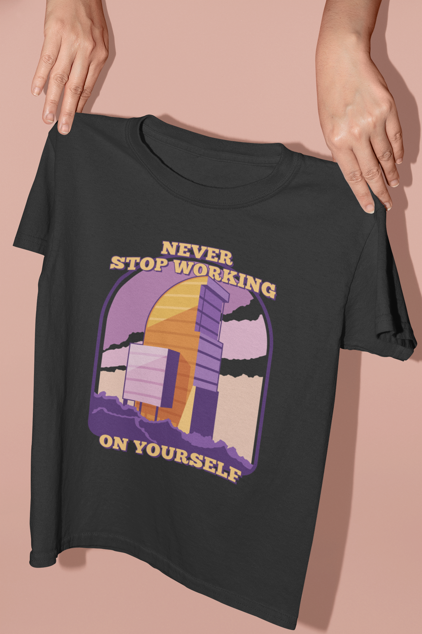Never Stop Working On Yourself Shirt – Funny Florida Self-Help Tee (Black) Florida