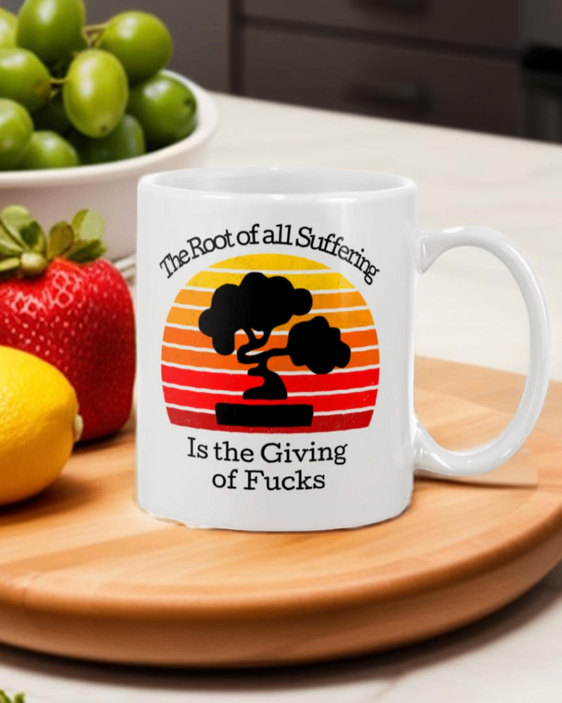 Zen Funny coffee mug The Root of all Suffering is the Giving of Fucks 15 oz. coffee mug