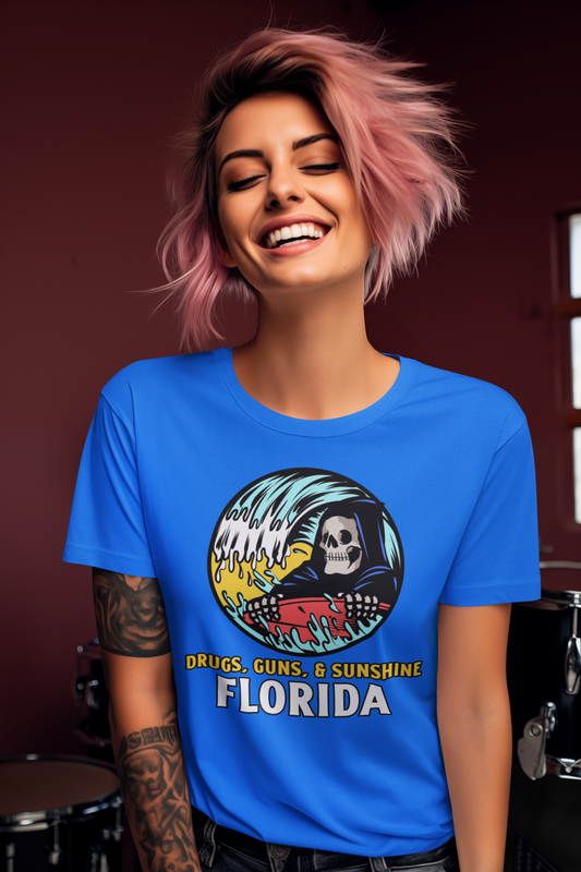Florida Reaper Surf Shirt | Drugs, Guns & Sunshine Graphic Tee Florida
