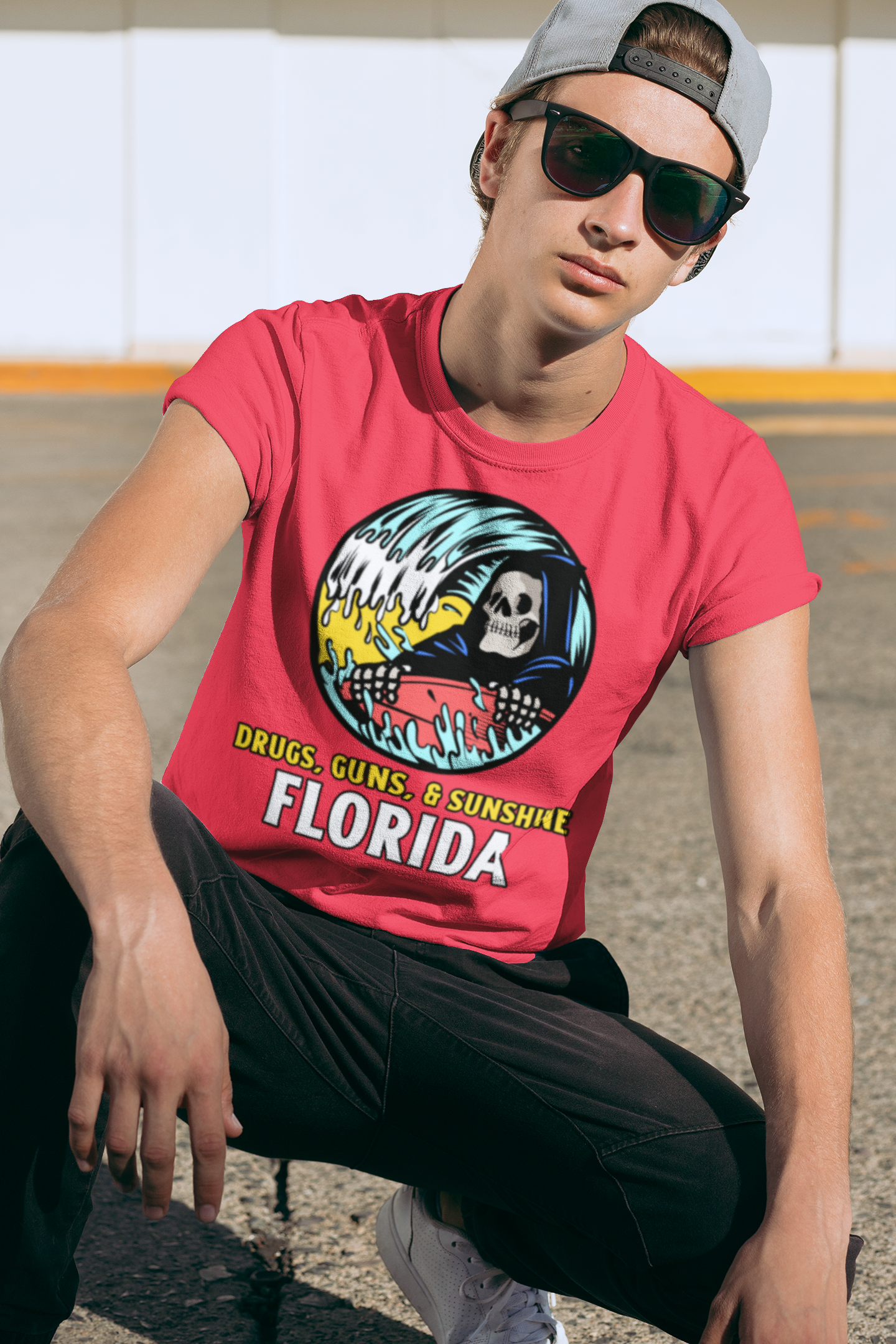 Florida Reaper Surf Shirt | Drugs, Guns & Sunshine Graphic Tee Florida