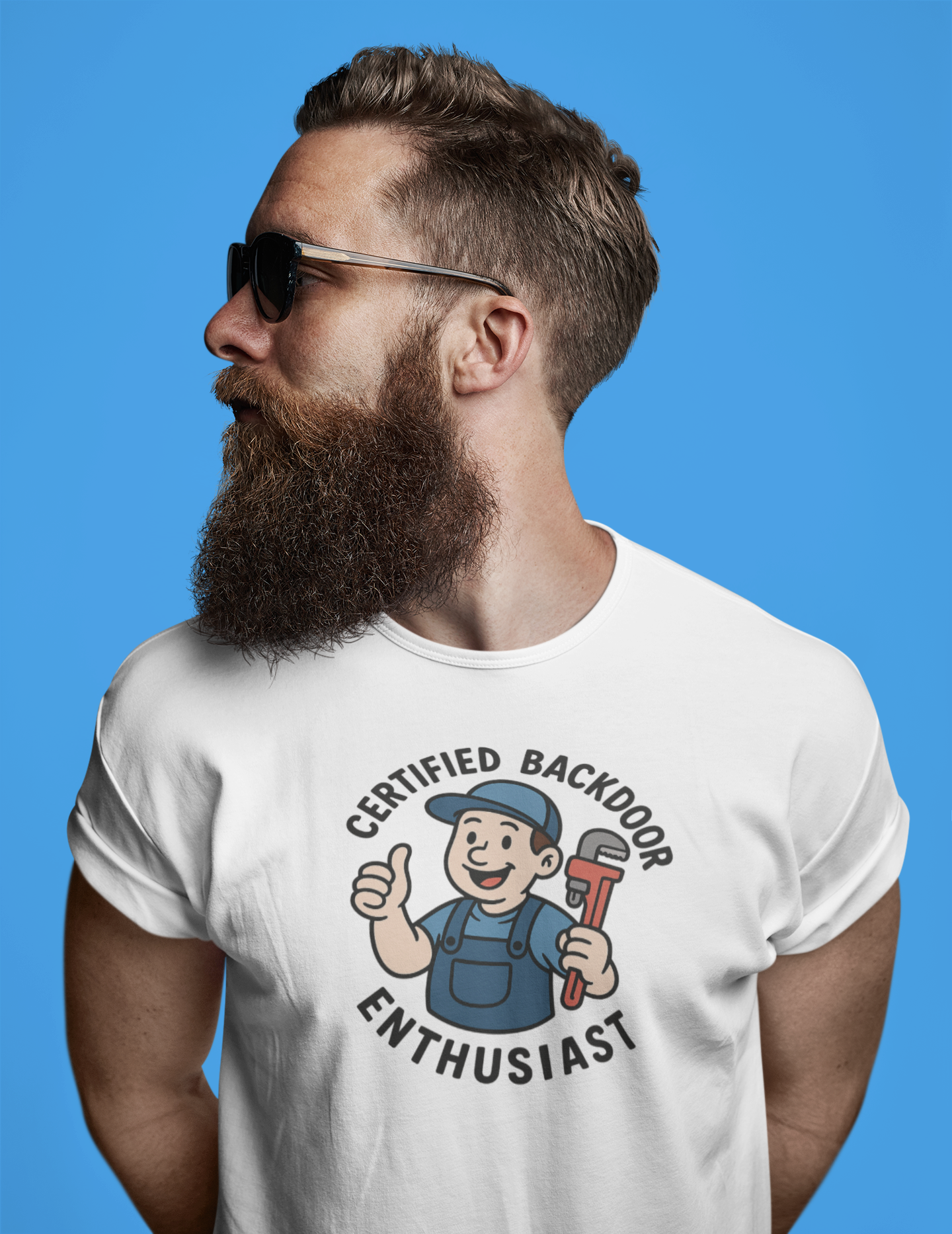 🔧 Certified Backdoor Enthusiast Shirt – Funny Plumber Parody Tee