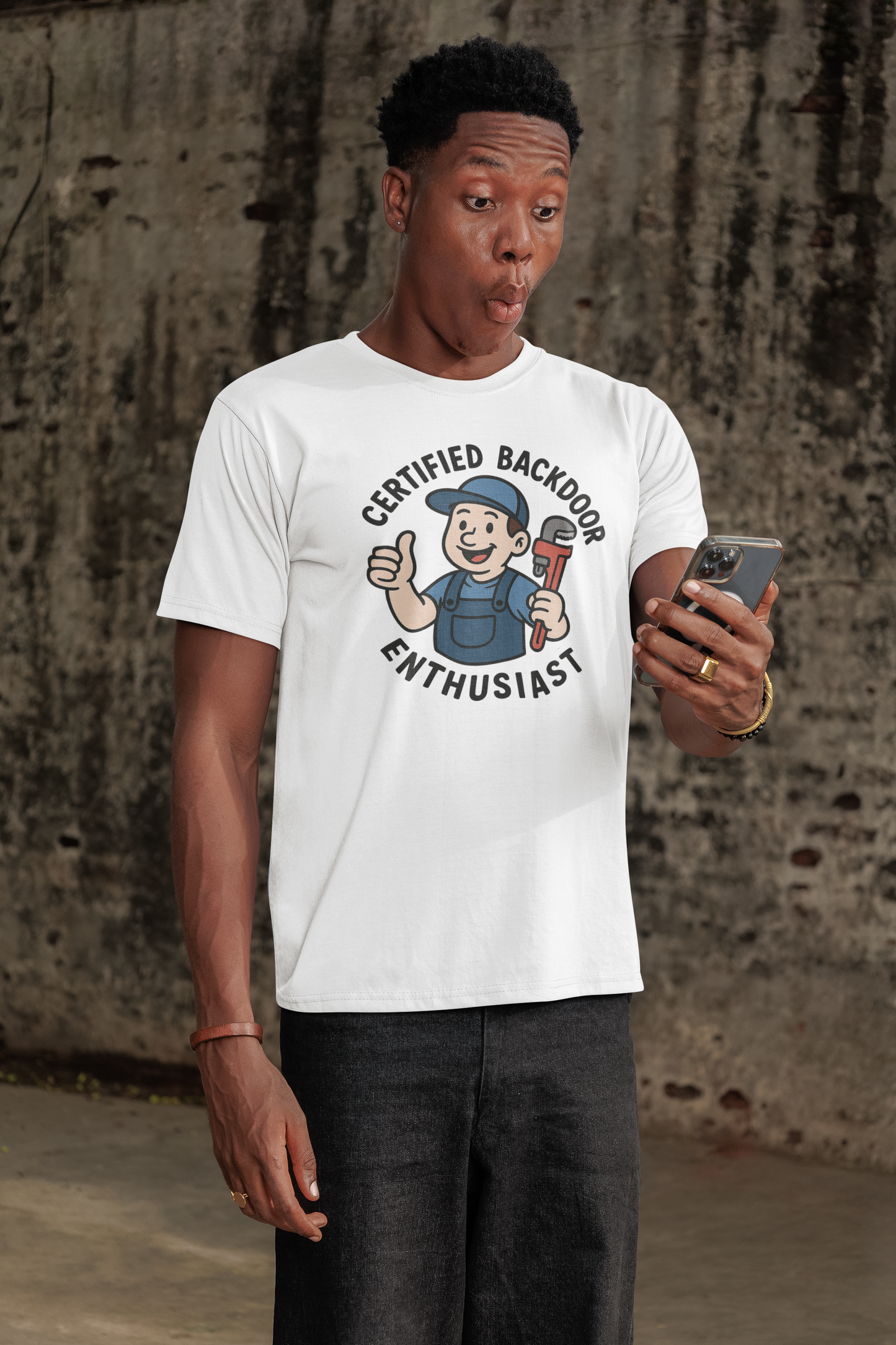 🔧 Certified Backdoor Enthusiast Shirt – Funny Plumber Parody Tee