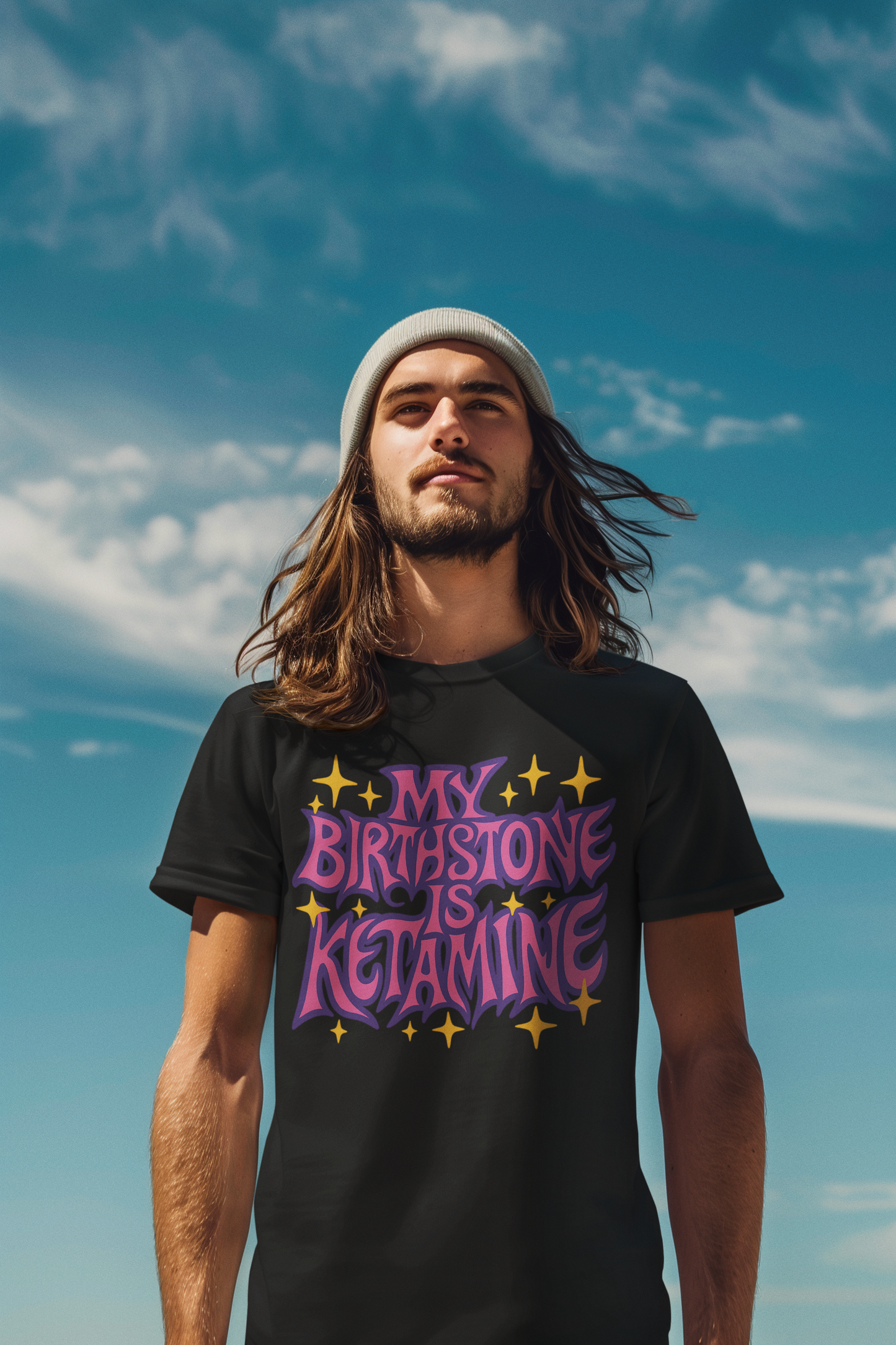 ✨ My Birthstone is Ketamine Shirt – Psychedelic Mental Health Humor Tee (Black or White, Unisex & Fitted)