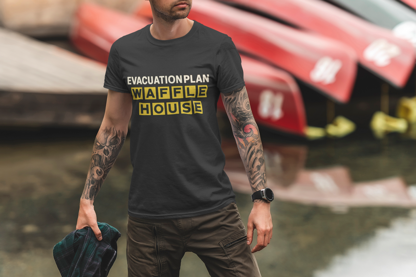 Evacuation Plan WAFFLE HOUSE Shirt – Florida Hurricane Humor Tee Florida