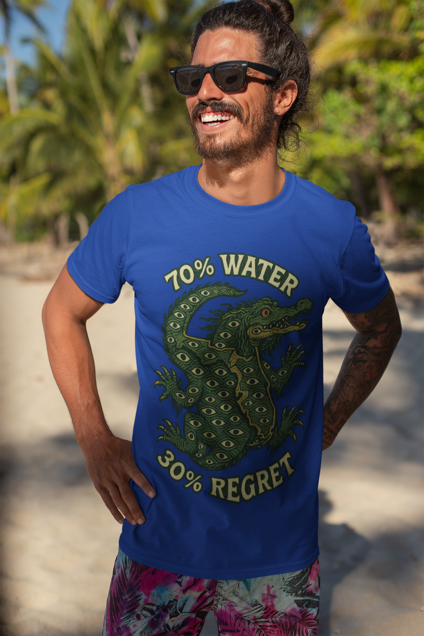 70 percent Water, 30 percent Regret – Swamp Angel Gator Shirt (Royal Blue)