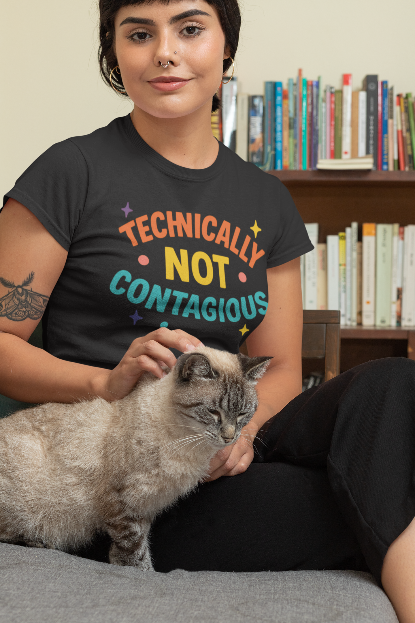😷 Technically Not Contagious Shirt – Funny Rainbow Quarantine Humor Tee