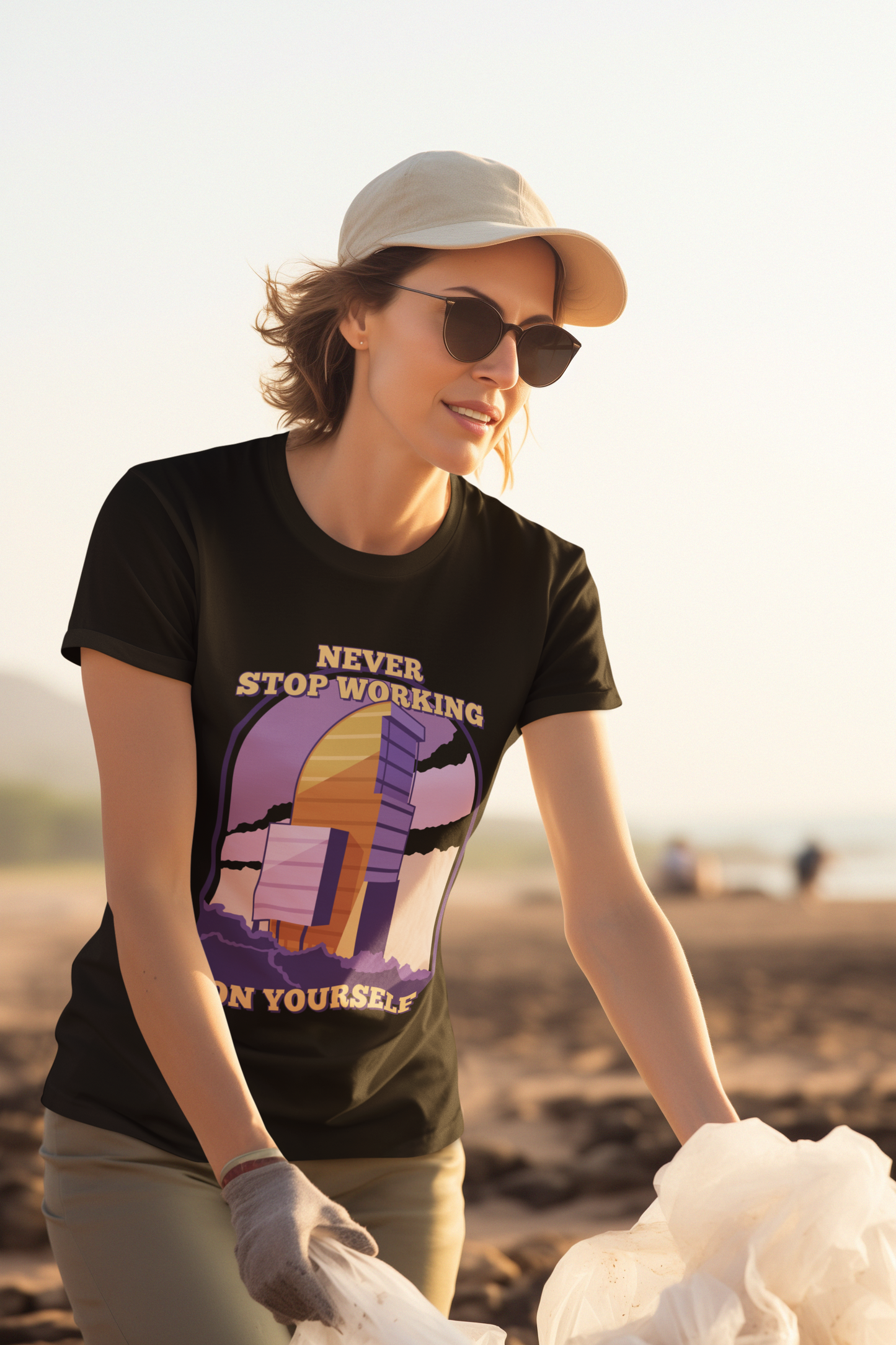 Never Stop Working On Yourself Shirt – Funny Florida Self-Help Tee (Black) Florida