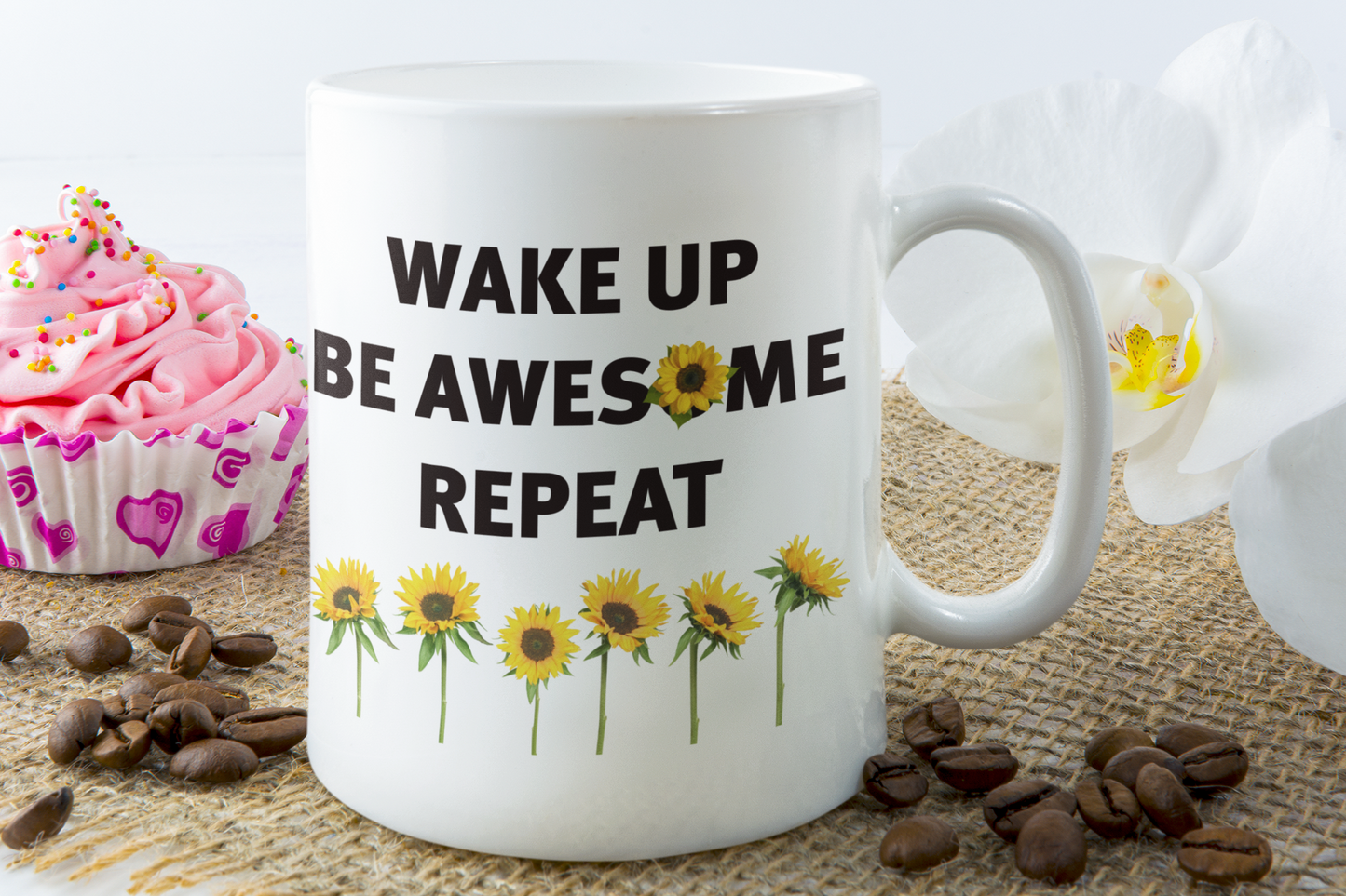 wake up be awesome repeat coffee mug 15oz Ceramic Mug