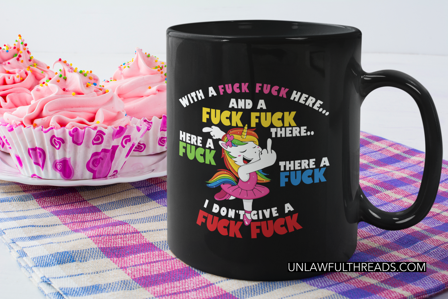 Unicorn singing her own F*CK song coffee mug 15oz. also women's shirts available
