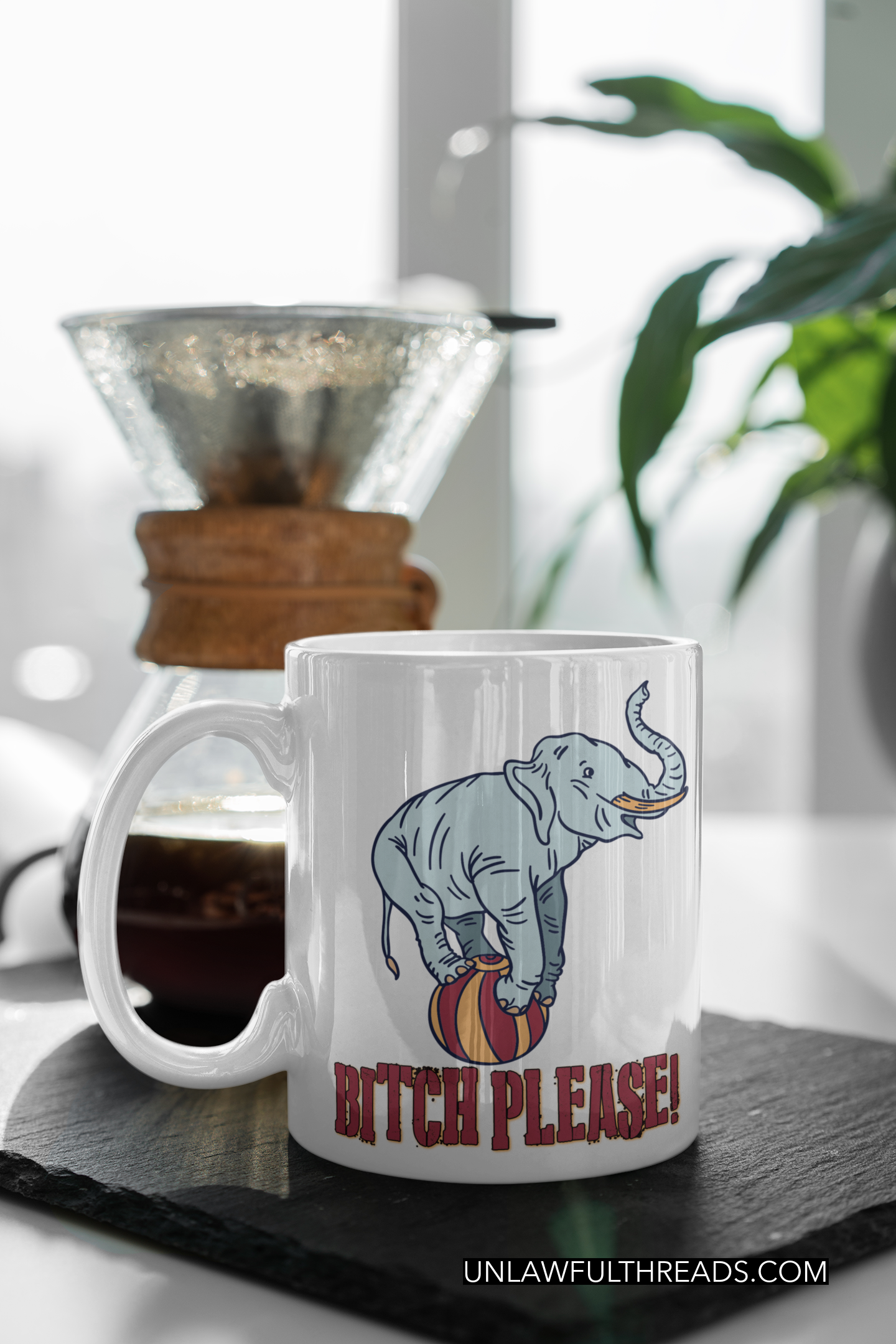 Bitch please! Elephant on a ball coffee mug 15oz Ceramic Mug