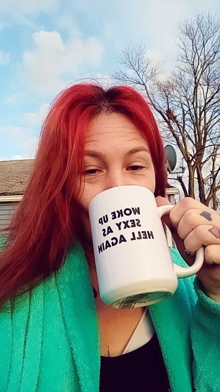 Woke up sexy as hell again 15oz Ceramic Mug
