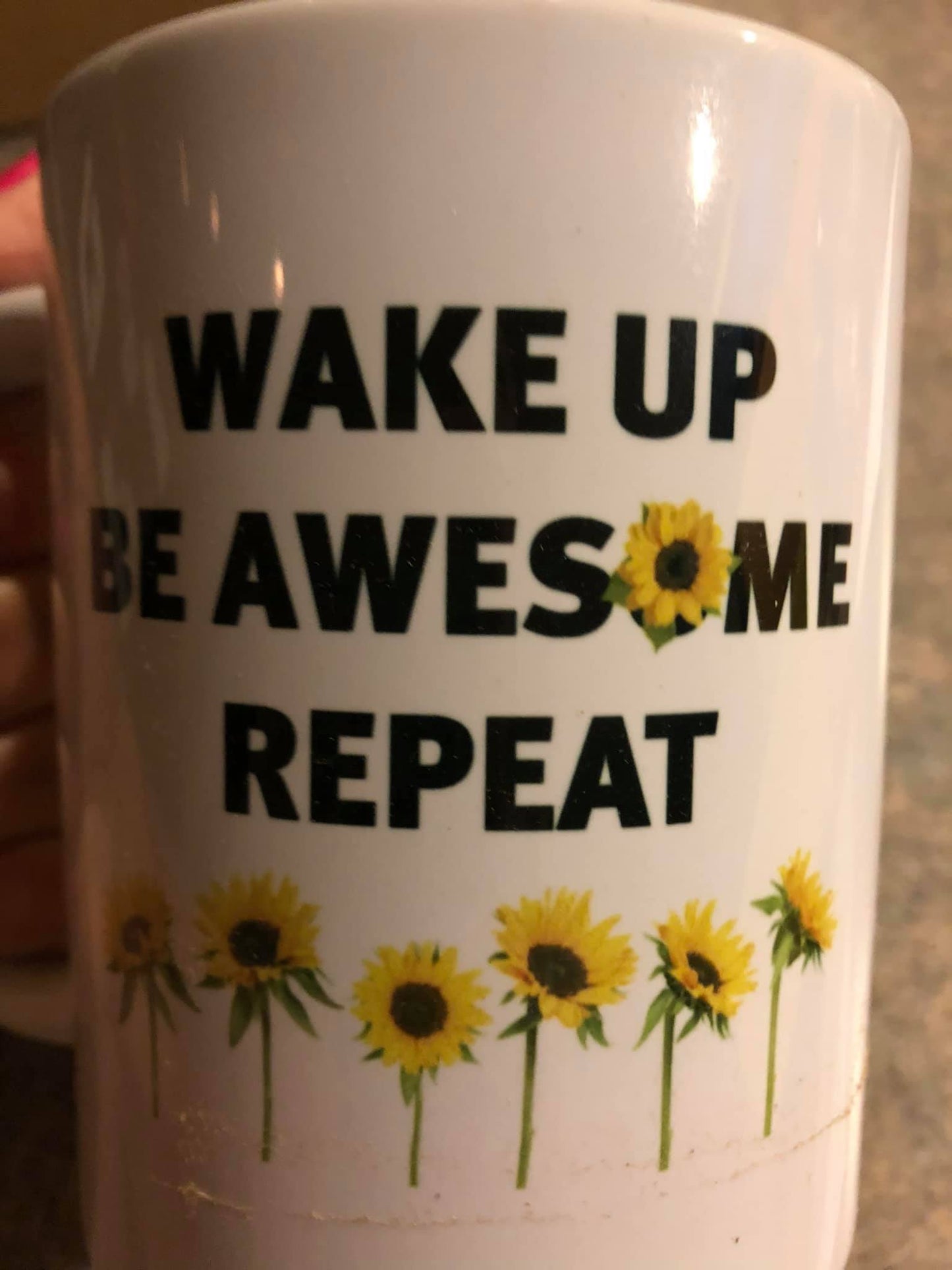 wake up be awesome repeat coffee mug 15oz Ceramic Mug