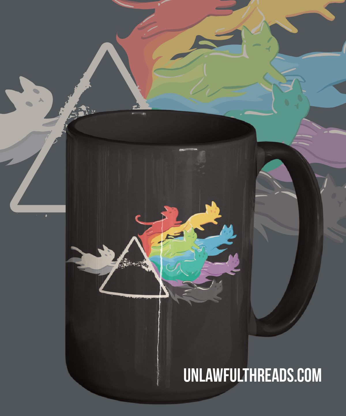 PRISM CAT or The Dark Side of The Cat coffe mugs and shirts available 15 oz.