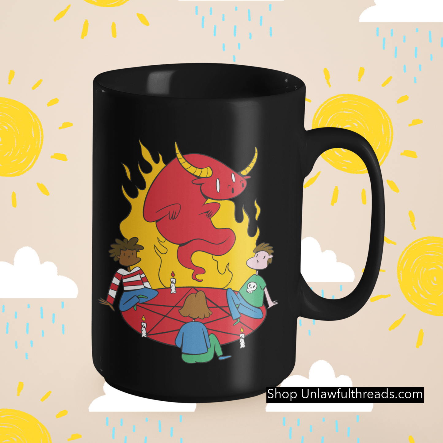 Kids cult devil playing shirt classic cotton or 15 ounce coffee mug