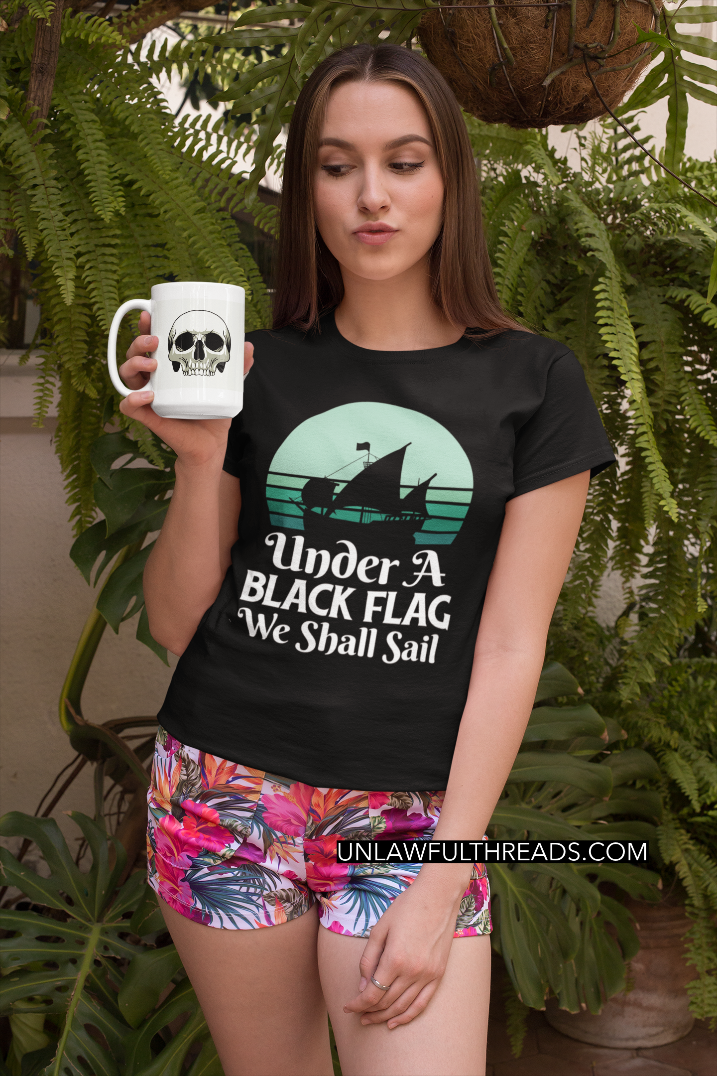 Under a BLACK FLAG We Shall Sail shirts or coffee mugs available (black only)