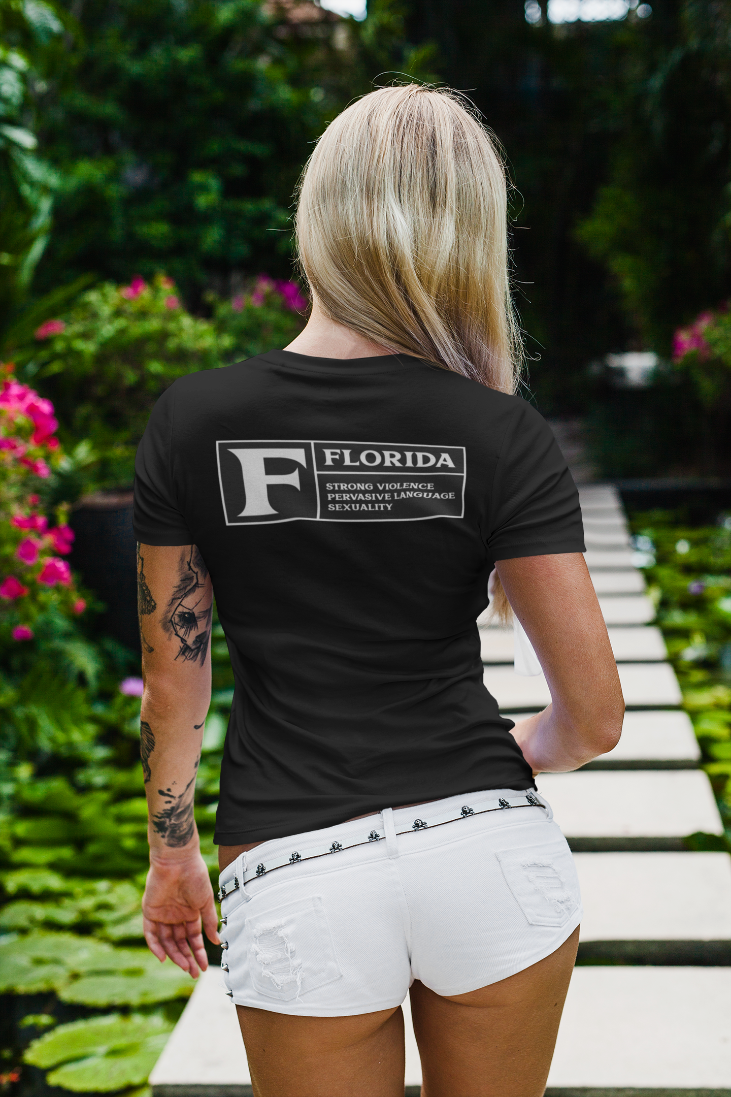 Florida rated F sexuality, strong violence, pervasive language shirts men and women classic cotton (design on back)