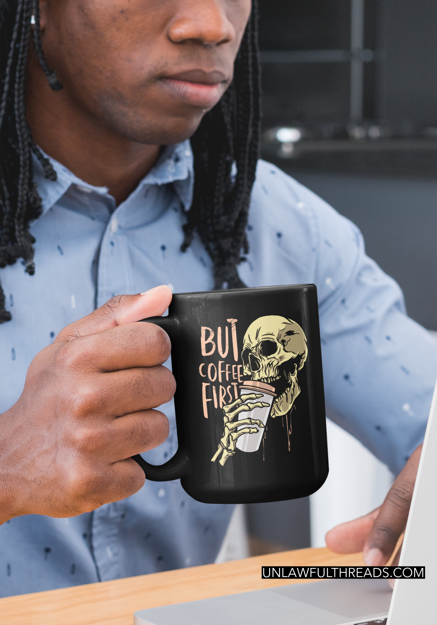 But First Coffee Skull coffee mug 15 ounces