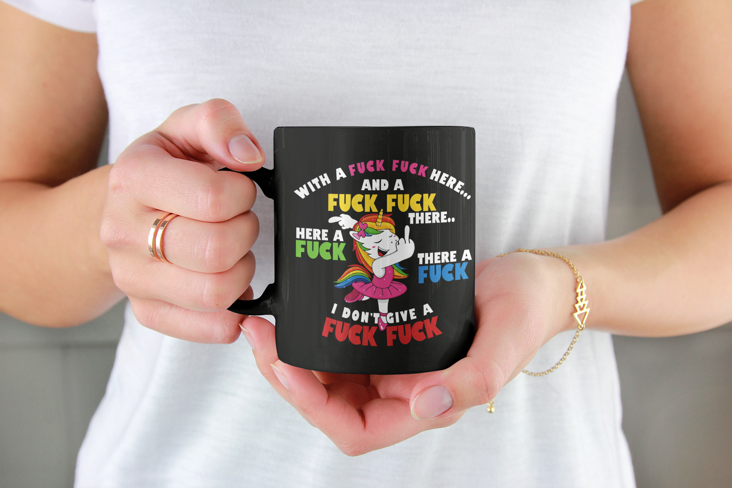 Unicorn singing her own F*CK song coffee mug 15oz. also women's shirts available