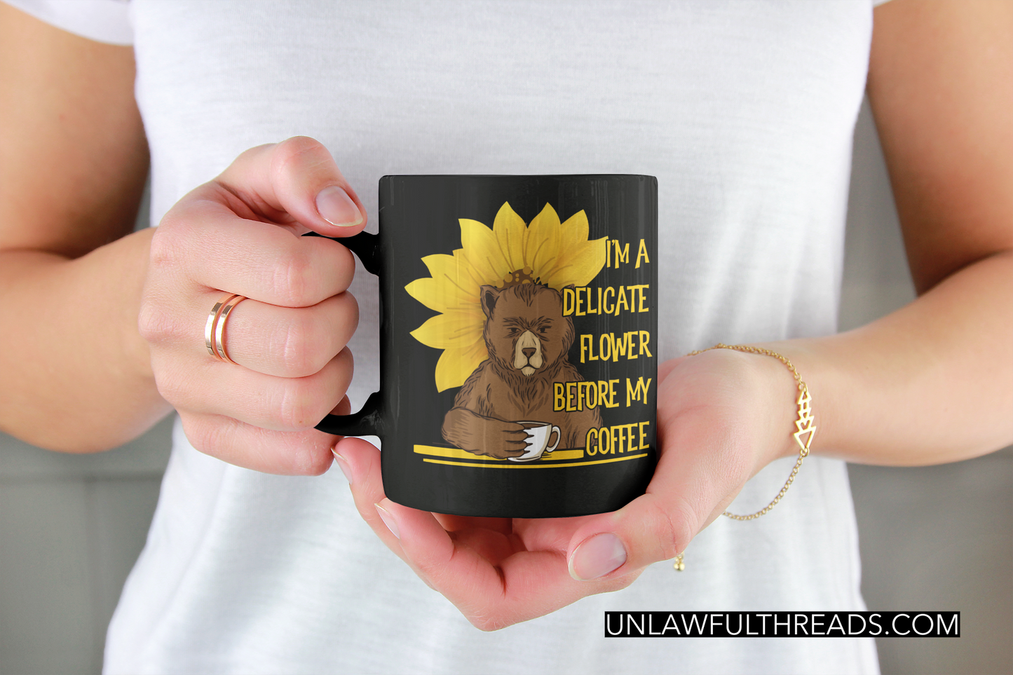 I'm A Delicate Flower Before My Coffee 15oz. coffee mug black