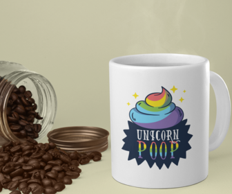 Unicorn Poop 15 ounce ceramic coffee mugs