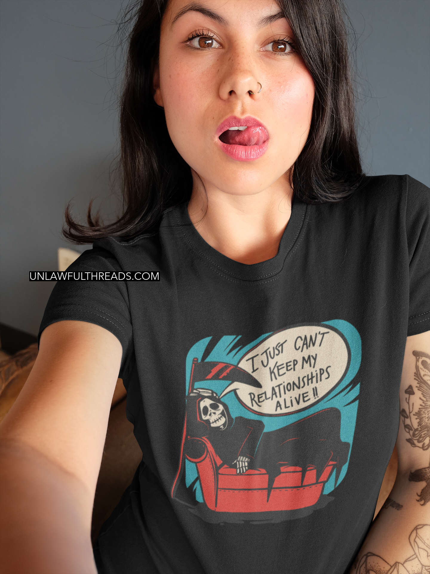 Grim Reaper Relationships shirt mens/womens Gildan