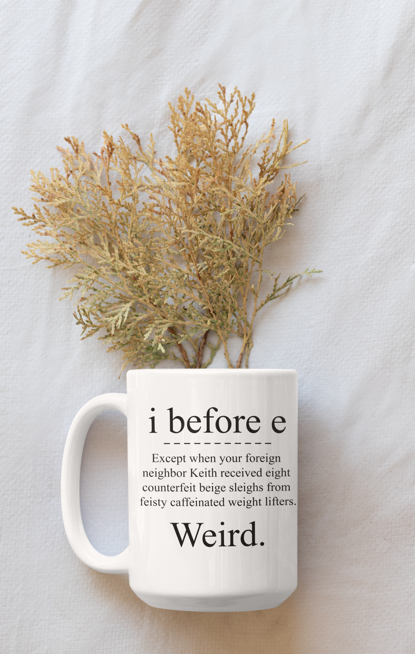 i before e except... mug or shirt available