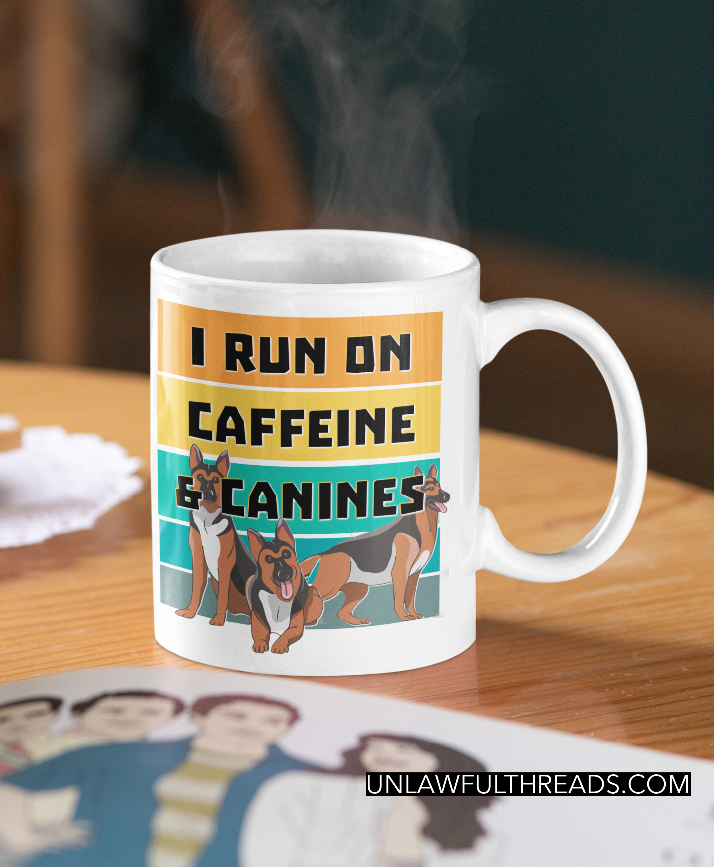 I run on caffeine and canines 15oz Ceramic Mug