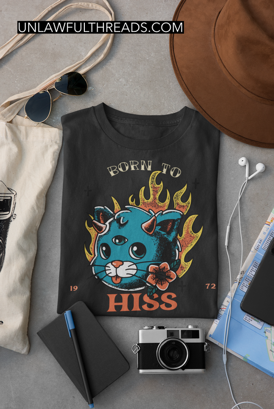 Born To Hiss shirt mens/womens cotton