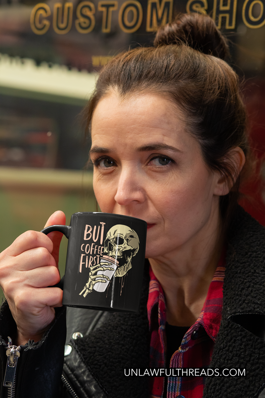 But First Coffee  Skull coffee mug 15 ounces