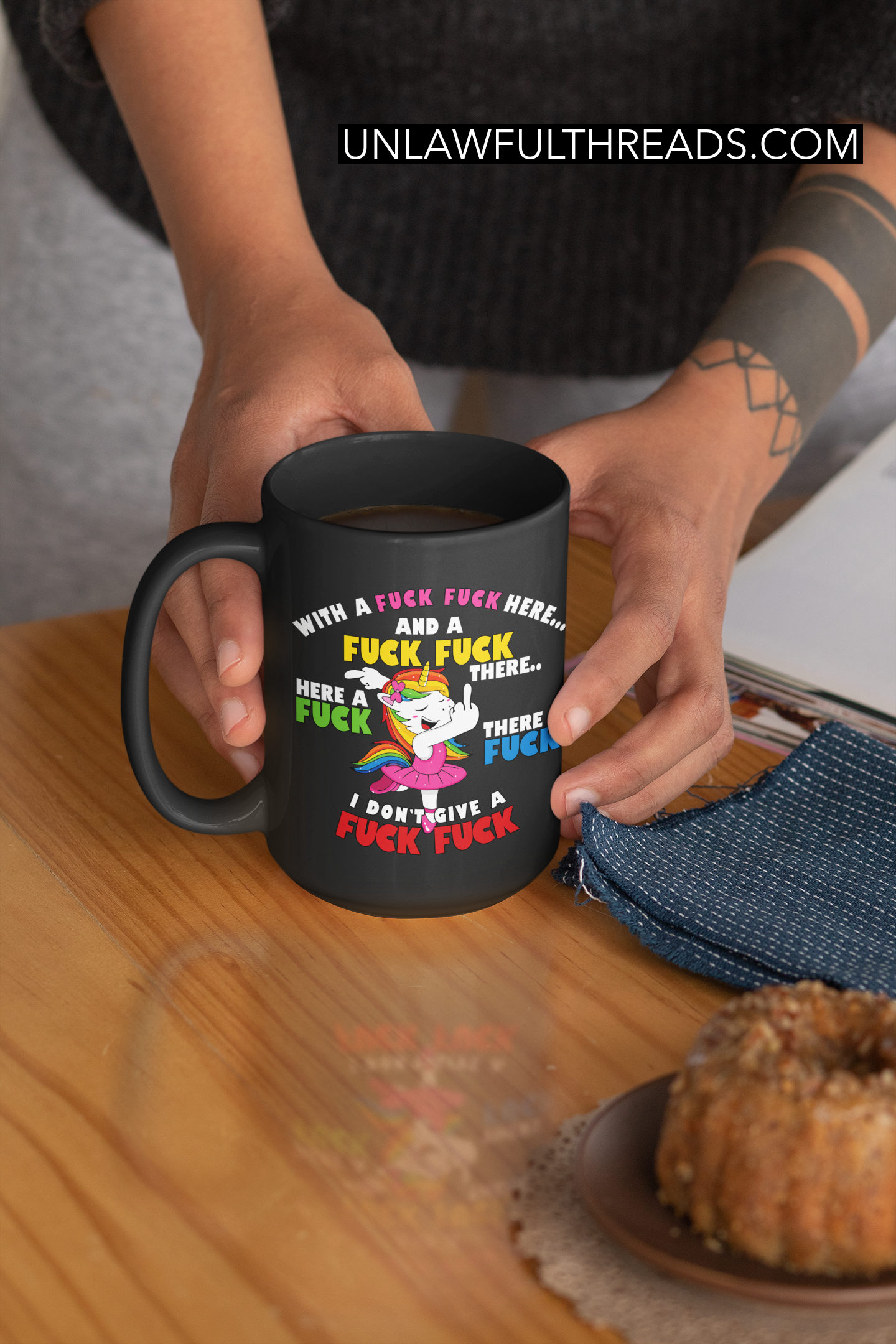 Unicorn singing her own F*CK song coffee mug 15oz. also women's shirts available