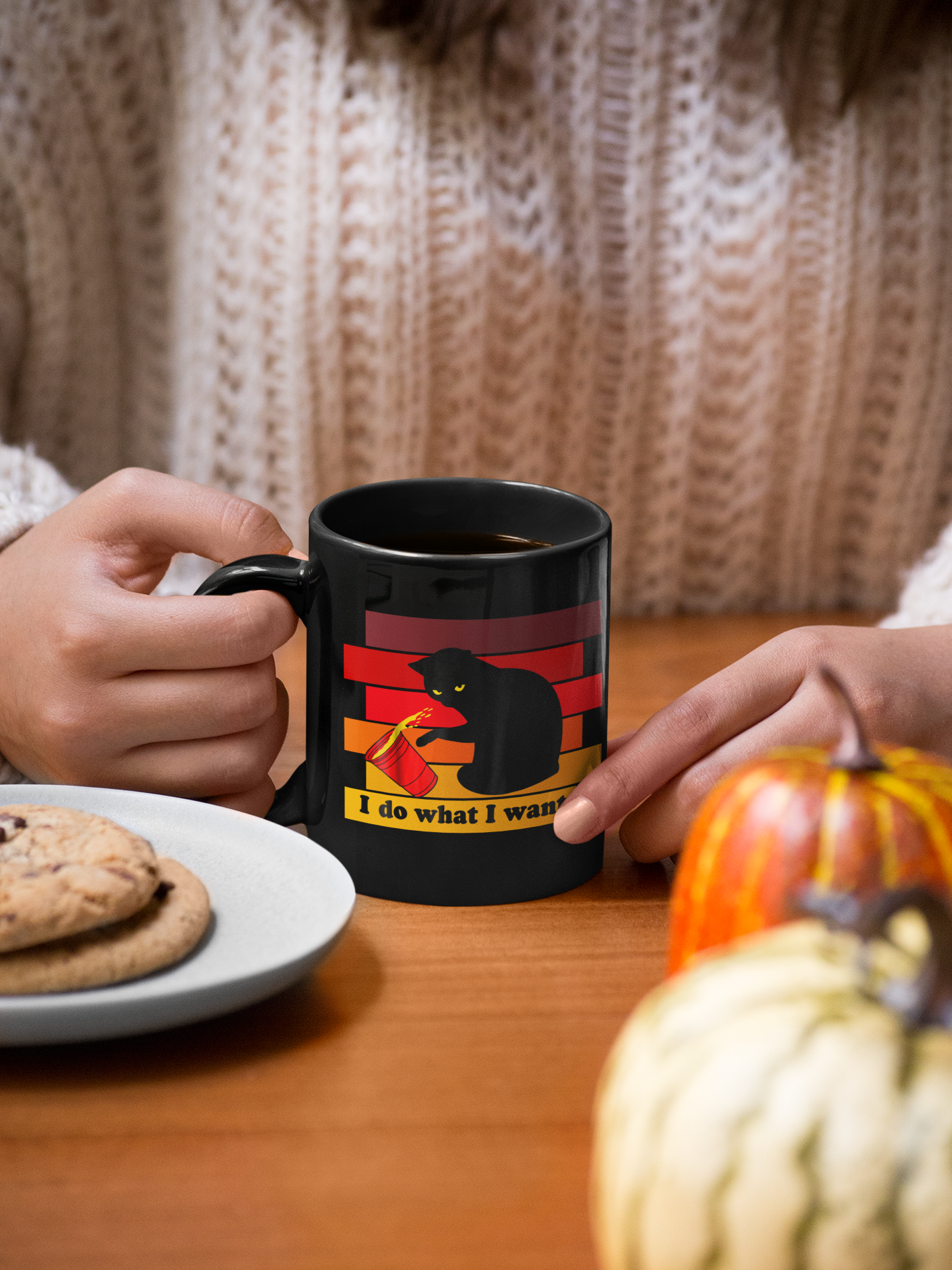 I do what I want black cat mug 15 oz.