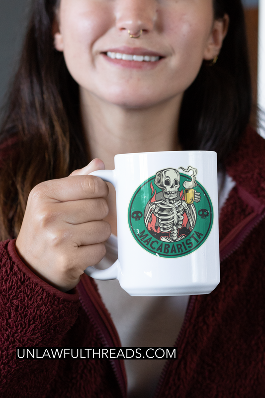 MACABARISTA coffee mug 15 ounces  black/white
