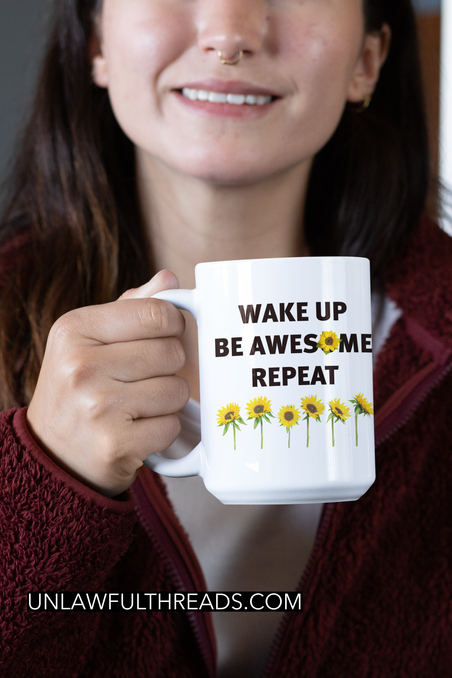 wake up be awesome repeat coffee mug 15oz Ceramic Mug