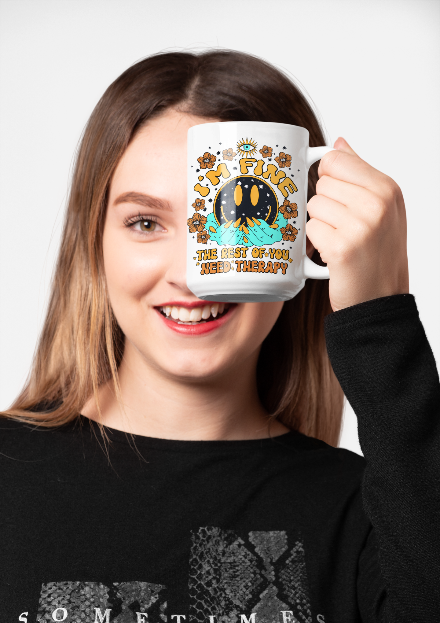 I'm Fine  The rest of You Need Therapy 15 ounce ceramic mug of joy