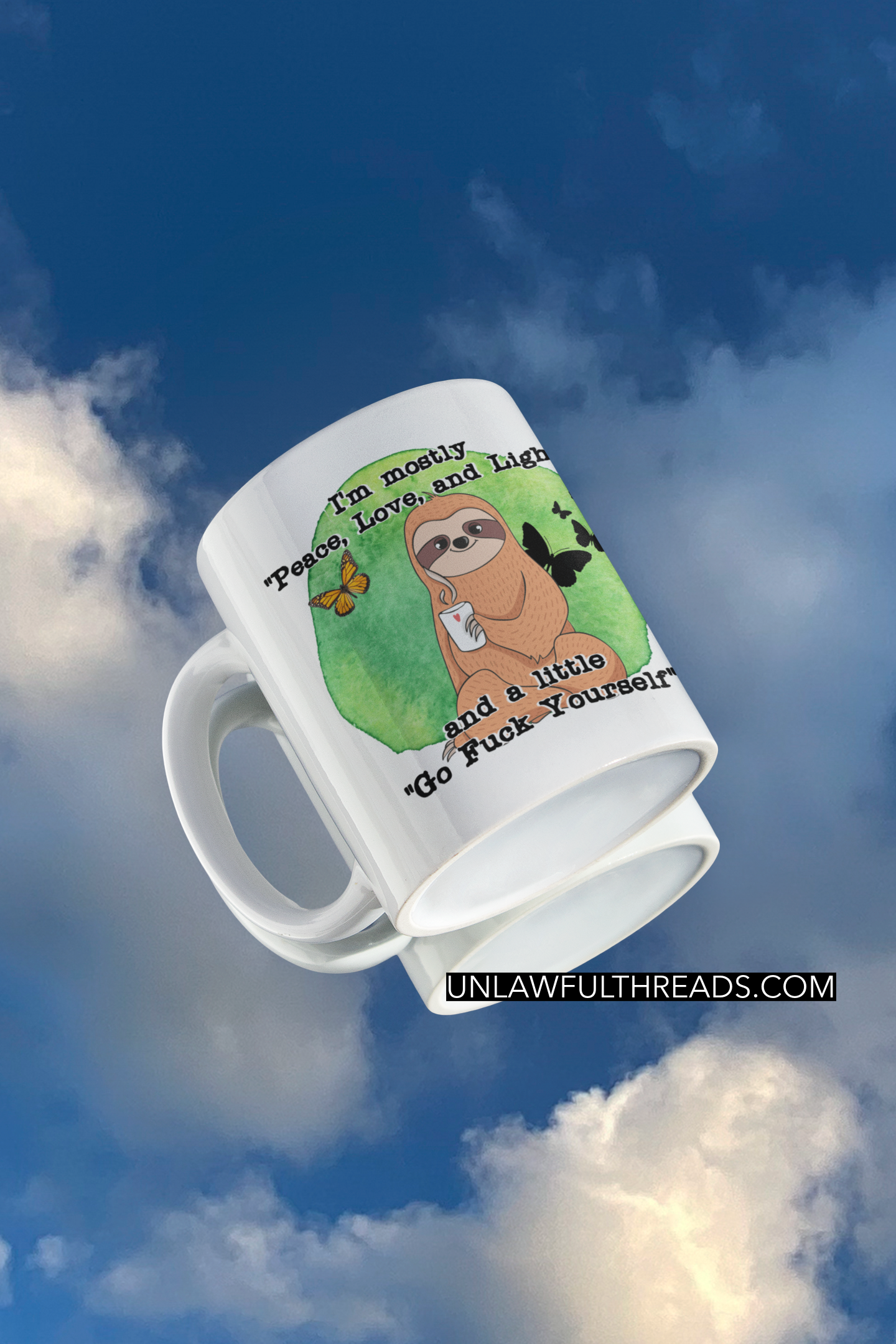 Peace love and light sloth mug 15 ounces ( 3 designs )