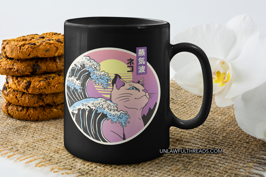 Vaporwave Cat mugs, shirts, and posters