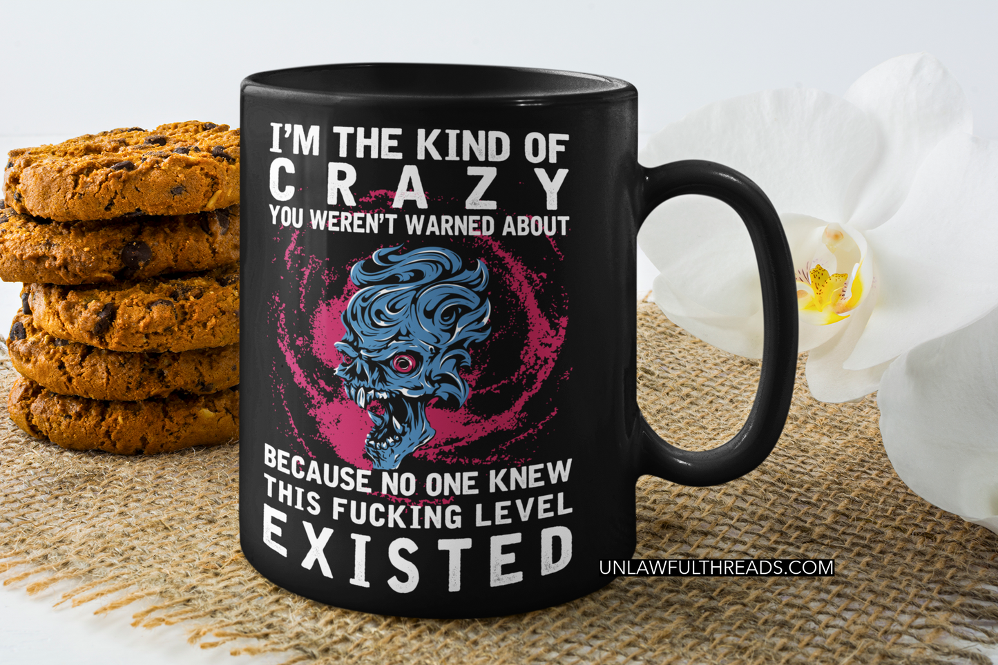 Skull shirt I'm the kind of crazy you weren't warned about skull coffee mug 15oz. or skull shirts