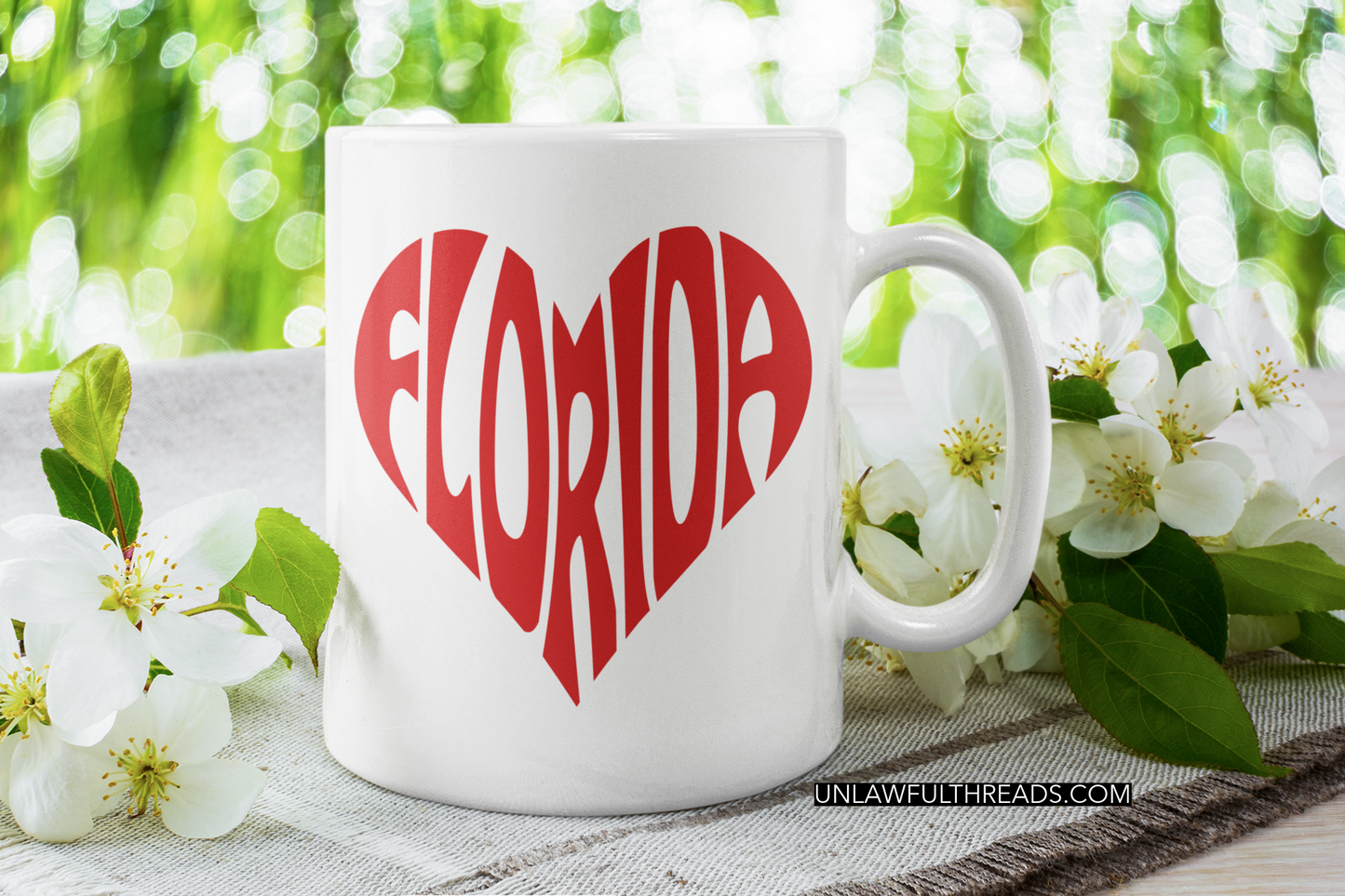 Florida Love Big Heart ~ 15 ounce mugs or classic cotton shirts