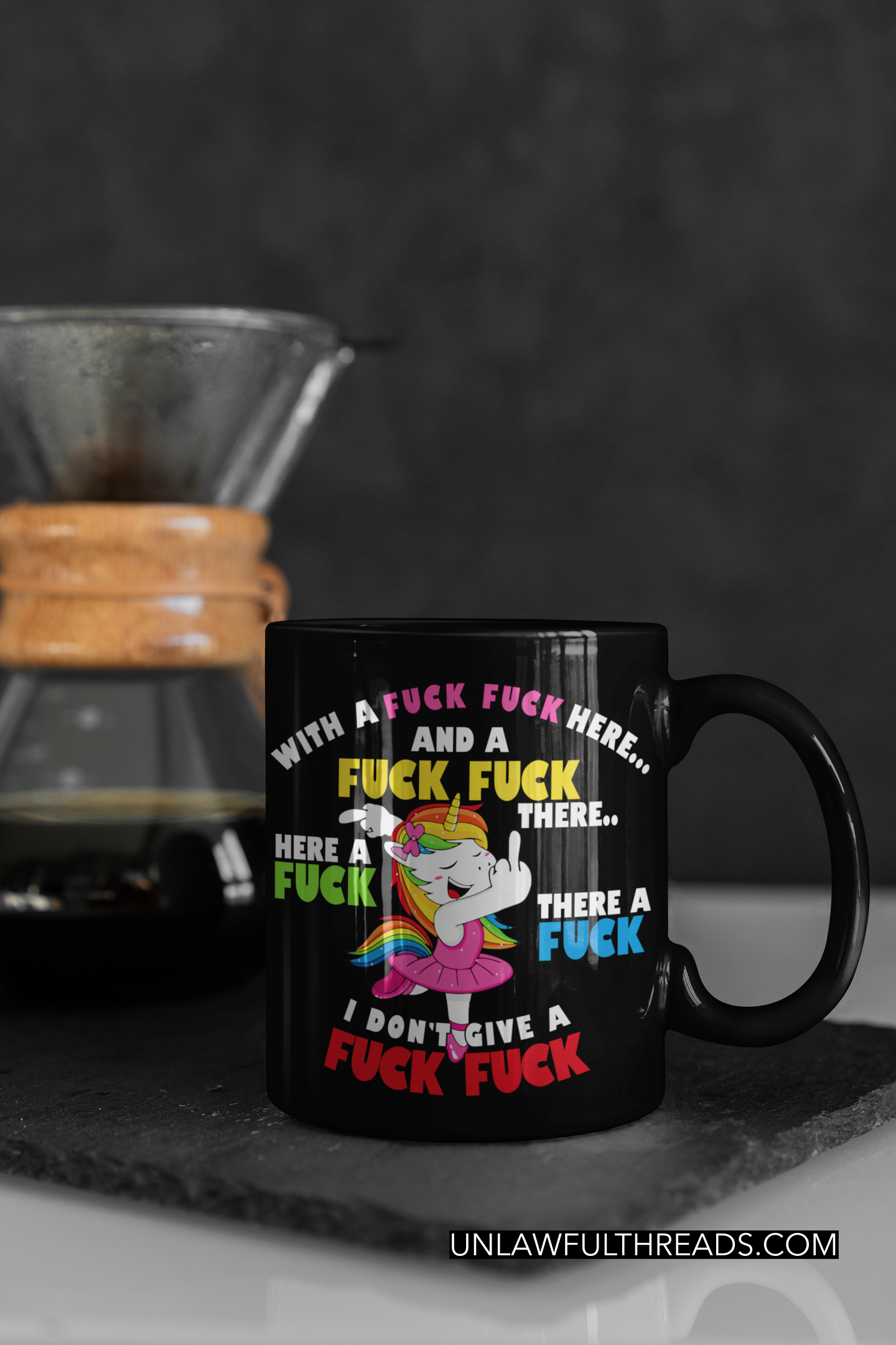 Unicorn singing her own F*CK song coffee mug 15oz. also women's shirts available